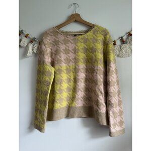 Marc Cain Houndstooth Wool Blend Knit Multicolor Sweater Preppy Academia N4 US 8